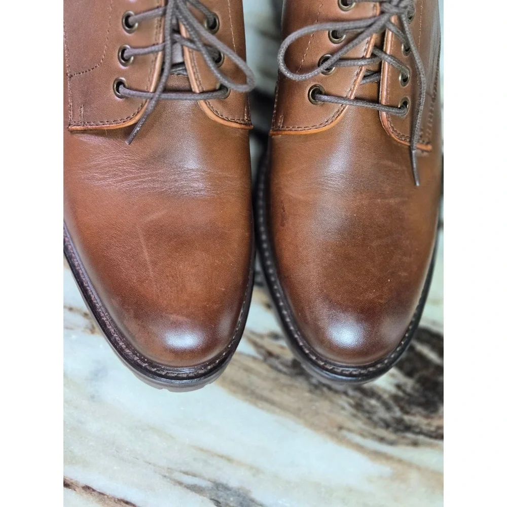 Mark Nason Los Angeles Mens Brown Leather Lug Sole Plain Toe Derby‎ Oxford Shoes